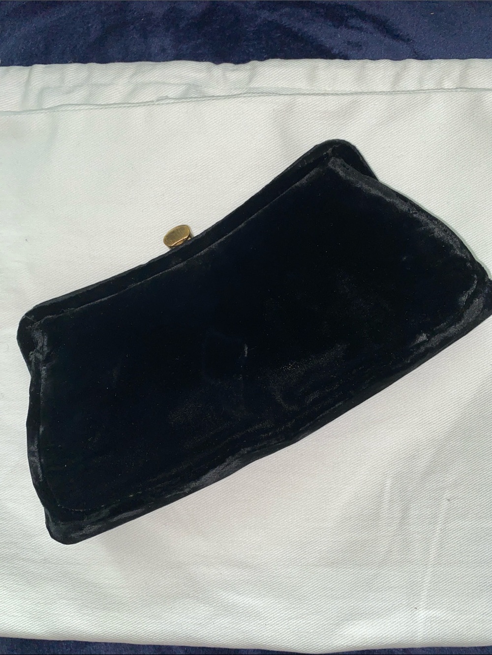 Black Vintage Garay Velvet Evening Clutch with Gold Clasp